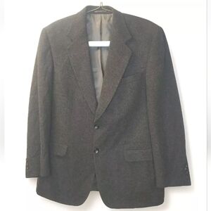 Camel Hair Sports Coat Men 42R 2 Button Blazer Jacket Charcoal Vtg Botany 500